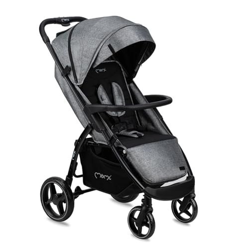 MoMi MIYA EVA, Kinder-Buggy Kinderwagen ab dem 6. Monat (bis 22 kg), regulierbarer 5-Punkt-Sicherheitsgurt, Einkaufskorb, Fußsack, Getränkehalterung, Regenschutz und Insektenschutz