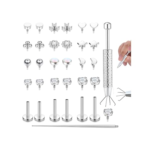 Adramata 16G/18G Tragus Helix Labret Piercing, Piercing Ohr 6/8/10MM,S-16G