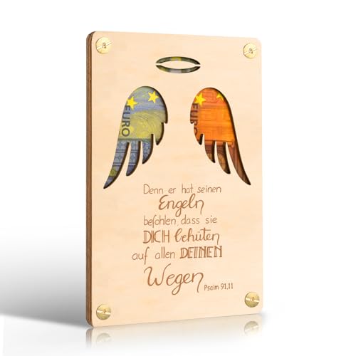 Xinkfir Taufgeschenke für Jungen und Mädchen, Geschenk Taufe Karte aus Holz im Kleinforma - Coole Geldgeschenke für Konfirmation, Kommunion, Jugendweihe, Taufe - Geld Geschenke Verpackung (Holzfarbe)