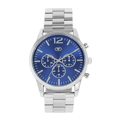 Tom Tailor Armbanduhr mit Metallband für Herren, Chronograph, Silber, wasserdichte 3 bar, Geschenkidee, kommt in Uhren Geschenkbox, 2100531