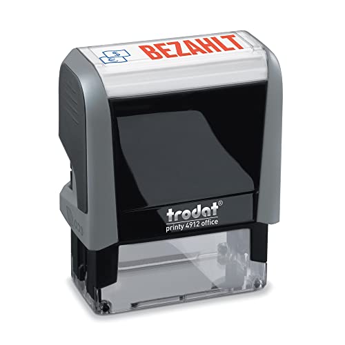 Trodat Office Printy 4912 Textstempel BEZAHLT blau-rot, selbstfärbender Büro Stempel, Abdruckgröße 47 x 18 mm, Dokumentenstempel für Buchhaltung, Büro, Rechnungseingang und Zahlungsbestätigung
