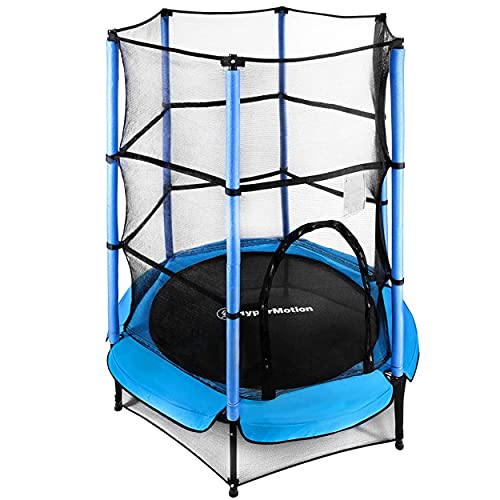 HyperMotion Kinder-Bodentrampolin 140cm - Indoor/Outdoor Gartentrampolin mit Sicherheitsnetz, Reißverschluss-Eingang - Fitness Jumping für Kinder 3+ Jahre (Höhe 162cm)