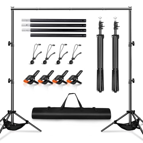 Heysliy Fotohintergrund Ständer Set 3x2m – Verstellbares Hintergrundsystem für Fotografie, Foto Hintergrund, Backdrop Stand, Hochzeit & Party Deko mit Tragetasche