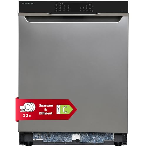 Telefunken Unterbau-Geschirrspüler | Spülmaschine 60 cm | 12 Maßgedecke | 9 Programme | AquaStop - Schutz vor Wasserschäden | Auto-Door | leise 44 dB | inkl. Besteckkorb | G-EU-6014-C-I