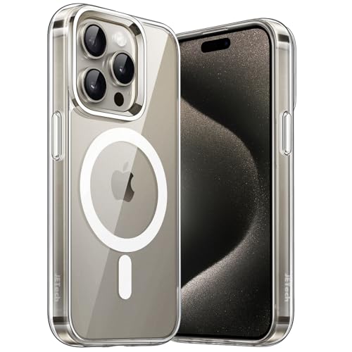 JETech Magnetisch Hülle für iPhone 15 Pro 6,1 Zoll Kompatibel mit MagSafe Kabellosem Laden, Stoßfest Handyhülle, Schutzhülle Kratzfeste Transparente Rückseite (Durchsichtig)