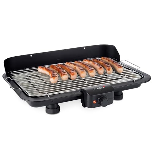 Korona 46117 Elektrischer Barbecue Tischgrill mit XXL-Grillfläche (51 x 30 cm) | 2200 Watt | Abnehmbares Heizelement | Sicherheitsschalter | Stufenlose Temperatureinstellung