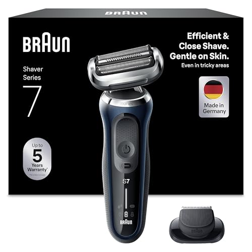 Braun Series 7 Elektrorasierer 360° Flex mit EasyClick Präzisionstrimmer, Rasierer Herren Elektrisch, Wet & Dry, Geschenk Mann, Made in Germany, 71-B1200s, blau