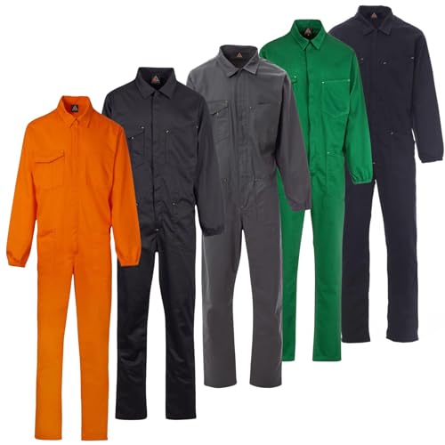 SCHWARZMANN Arbeitsoverall Herren Grau Größe XL 100% Baumwolle praktisch langlebig vielseitig einsetzbar Arbeitsanzug mit Reißverschluss 6 Taschen und D-Ring für Bau Elektro Haustechnik Lager