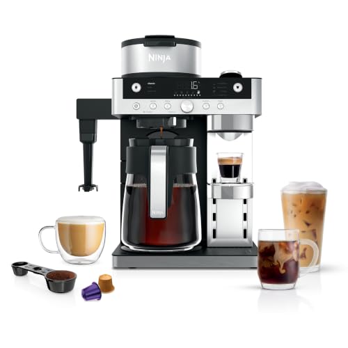 Ninja Prestige 2-in-1 Filterkaffee- und Kapselmaschine, 1–2 Tassen, Milchaufschäumer, Schwarz