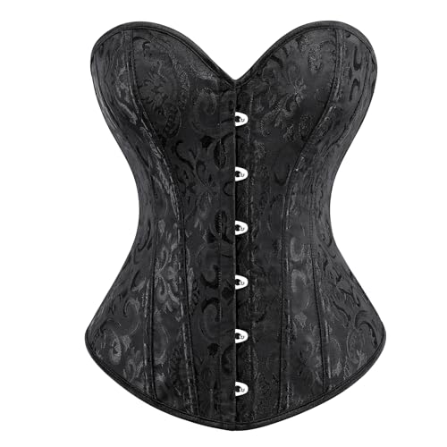 WERFORU Damen Vollbrust Corsage Korsett Top Korsett Damen Gothic Vintage Corsagen Korsage für Karneval Halloween