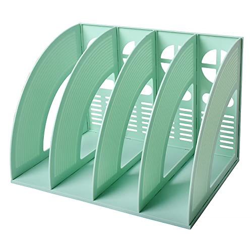 Marte Vanci Schreibtisch-Akten-Organizer, stabiler Schreibtisch mit 4 Fächern, Zeitschriften-Kunststoffhalter, Rahmen, Aktentrenner, Dokumentenschrank, Display und Aufbewahrung, Organizer-Box (grün)