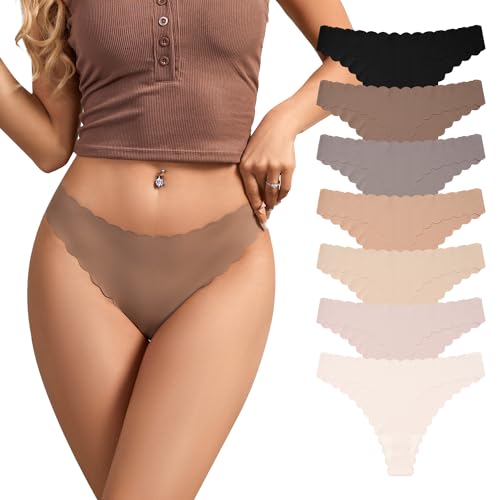 SHARICCA Nahtlose Unterwäsche Damen Seamless Strings Tangas für Damen Hipster Slips Sexy Bequem Unterwäsche Thongs Mehrfarbig S-XL(Mehrfarbig-7P01,S)