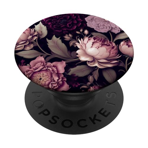Stimmungsvolles Blumenmuster in Magenta und Altrosa PopSockets Klebender PopGrip