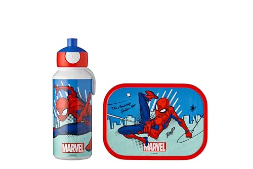 Mepal - Lunch-Set für Kinder mit Pop-up Trinkflasche & Lunch Box - Lunch-Set für die Schule oder unterwegs - Spülmaschinenfest & BPA-frei - 400 ml + 750 ml - Spiderman