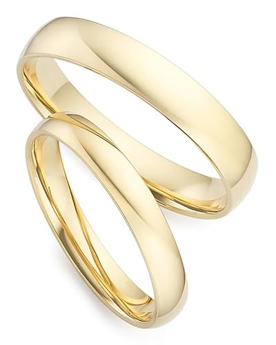 123traumringe Eheringe in 333 Gold I Edle Partnerringe mit Etui I Gravierbare Eheringe mit Ringgröße 50-72mm I Damenring in 3mm Breite + Herrenring in 4mm Breite & 1,3mm Stärke I P21/P22