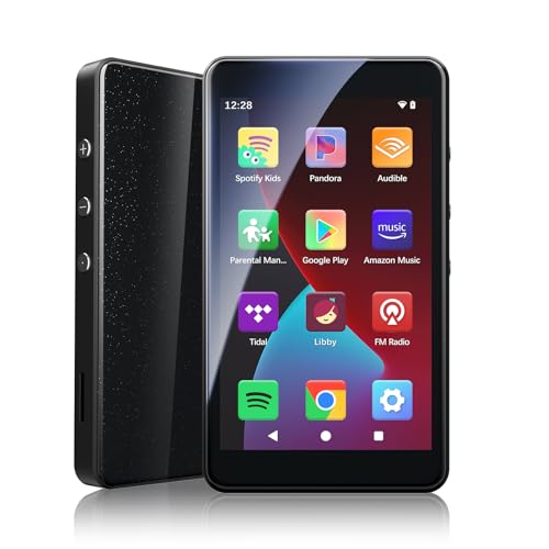 Android 14 MP3-Player mit Spotify, Play Store, Amazon Music, Audible, Libby, 4-Zoll-Touchscreen-MP4-Musikplayer für Kinder mit Kindersicherung, Eye-Care-Modus (Weltraum Schwarz)