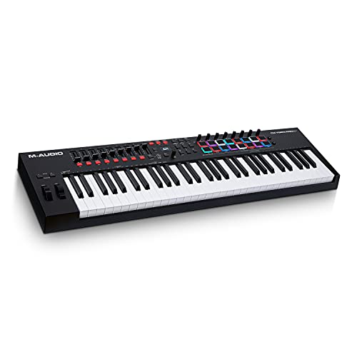M-AUDIO Oxygen Pro 61 – 61-Tasten USB MIDI Keyboard Controller mit Beat Pads, MIDI-zuweisbaren Drehreglern, Tasten und Fadern und Native Instruments Soundpaket (NKS Integration)