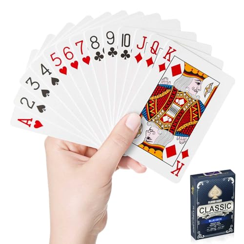 Wugauwor wasserdichte Spielkarten, Kunststoff Spielkarten, Kartenspiel, Wasserfeste Poker Karten für Camping Spiele, Playing Cards für Blackjack Bridge Kartenspiele, 1 Deck, Blau
