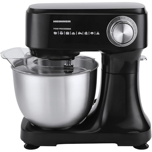 HEINNER HPM-D750BK All-Way Mix Planetary Mixer – 3.5L (3500ml) Stainless Steel Bowl, 600W Motor, Variable Speeds + Pulse Function, Complete Accessory Set, Easy Cleaning, 3-Year Warranty