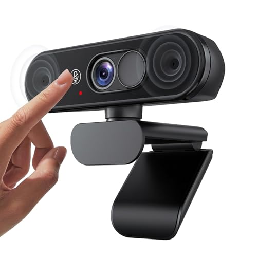 Aurolumiz 1080P FHD Webcam mit Dualem Privacy-Schutz, Dual-Mikrofon, Natürlicher Bildqualität, Ausziehbarem Stativ,für PC, Laptop, Zoom, Teams, Windows, macOS