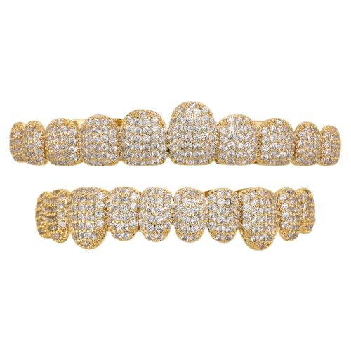 Mudwwk 2 Pcs Hip Hop Zähne Set, Goldene Hip Hop Teeth Grills