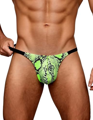 ohyeahlady String Tanga Sexy Dünn Herren T-Back Slip Pouch Underwear Große Größen Reizwäsche Sissy Dessous Micro Thong Gay Unterwäsche Low Waist Unterhosen Briefs Stretch Panty Grün XL