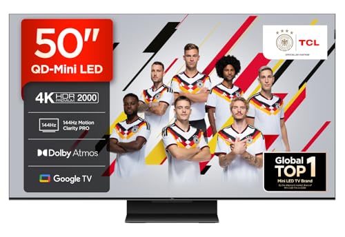 TCL 50C7K 50 Zoll QD-Mini LED Fernseher, 4K HDR Premium 2000, Smart Google TV mit 144Hz Motion Clarity Pro (Dolby Vision IQ & Atmos, HVA-Panel)