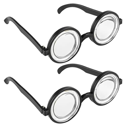 OHREN 2 pcs Nerd Brille Lustiges Hornbrille ohne Stärke Kostüm Accessoire für Oma, Streber, Verrückter Professor oder Wissenschaftler (Schwarz)