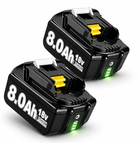 2X 18V 8.0Ah/8000mAh Ersatzakku für makita akku Kompatibel BL1860B BL1850B BL1840 BL1830 BL1815 BL1845 BL1890 BL1415 BL1430 BL1440 BL1835 194205-3 LXT-400 with LED Werkzeugakku.