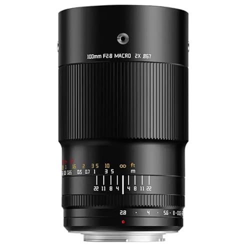TTArtisan 100 mm F2.8 Makro 2X Metallgehäuse Objektiv mit Kaltschuhhalterung, kompatibel mit Sony E-Mount, Schwarz