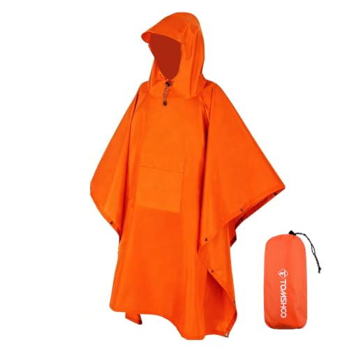 TOMSHOO Regenponcho Herren Damen Leicht Wasserdicht Atmungsaktiv Regencape