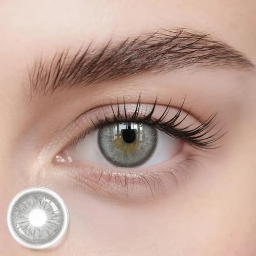 Freshlens Graue Kontaktlinsen ohne Stärke – Natürliche Jahreslinsen silbergrau mit Irisrand & Farbverlauf – Realistischer Gray Eyes Effekt – 14.5 mm – Fog Fantasy
