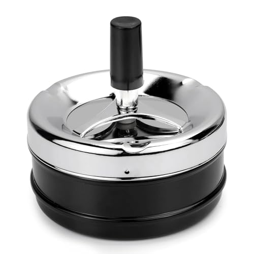 Aschenbecher Drehen Aschenbecher Tischaschenbecher,9 X 9cm,Drehaschenbecher Windaschenbecher,Zigarettenaschenbecher mit drehbarem Tablett,für draußen, Zuhause, Bar, Büro