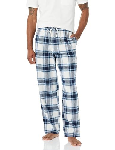 Amazon Essentials Herren Atmungsaktive Flanell-Pyjamahose (Erhältlich In Groß Und Schwer), Grau Weiß Karomuster, XL