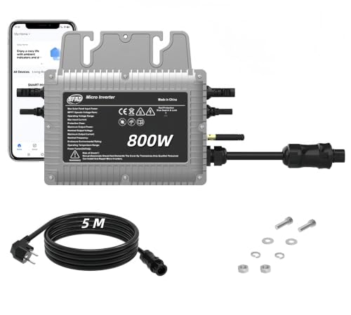 Micro Wechselrichter 800 W with 5 m AC Kabel,Solar Wechselrichter MPPT Micro Solar Power Supply,Plug and Play Home Einfache Installation WiFi Überwachung with App IP67 Wasserdicht