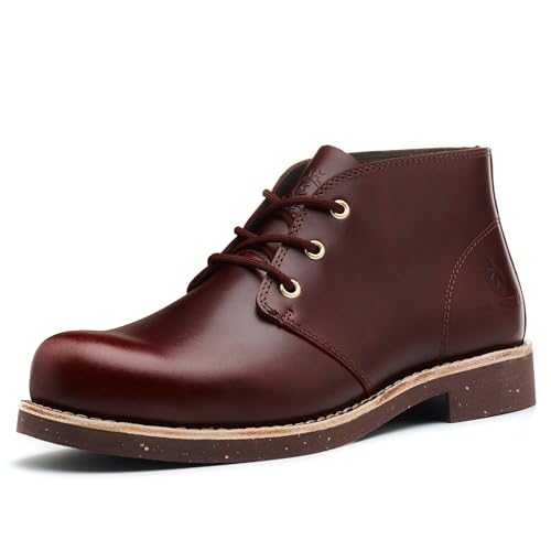 SL-Saint Handgefertigte Klassische Chukka-Stiefel Für Männer Mode Echtes Rindsleder Bequeme Schuhe 5‘’ Geschnürt (RotBraun Leder, Erwachsene, Herren, 45, Numerisch, EU Schuhgrößensystem, Breit)