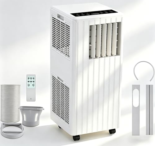 Leise 3-in-1-Mobilklimaanlage 7000 BTU - Kühlung, Entfeuchtung 36L/Tag & Ventilator | 24h-Timer, Schlafmodus, Fernbedienung | Geeignet für Räume bis 15 m² | Weiß