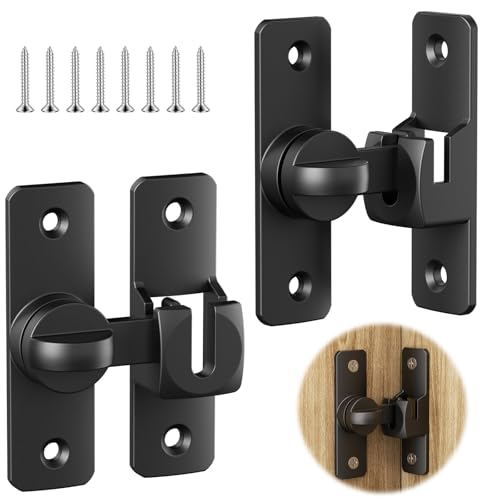 BREANIFULL 2 Stück Leuchtend Türriegel Schiebeschloss Mit Riegel Tür Riegel Fenster Verriegelung Schieberiegel für Badezimmer Toilette Schuppen Schlafzimmer Schnappriegel (Schwarz)
