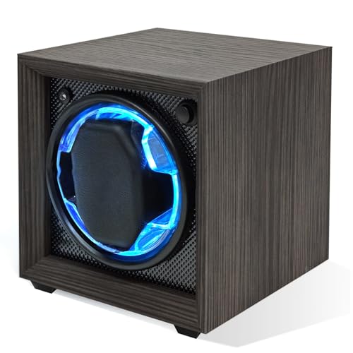 GOURDBRO Uhrenbeweger für Automatikuhren, 2 Modi, Doppelte Automatikuhren-Bewegungsbox mit LED-Kristalldesign, drehbares Uhrengehäuse mit superleisem Motor