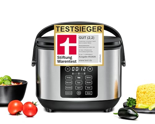 ROMMELSBACHER Multi Reiskocher MRK 650, 12 Programme, 24 Stunden Startzeitvorwahl, 3-D Heiztechnologie, energiesparend, keramische Beschichtung, PFAS-frei, 2 Liter Nutzvolumen, für 10 Portionen Reis