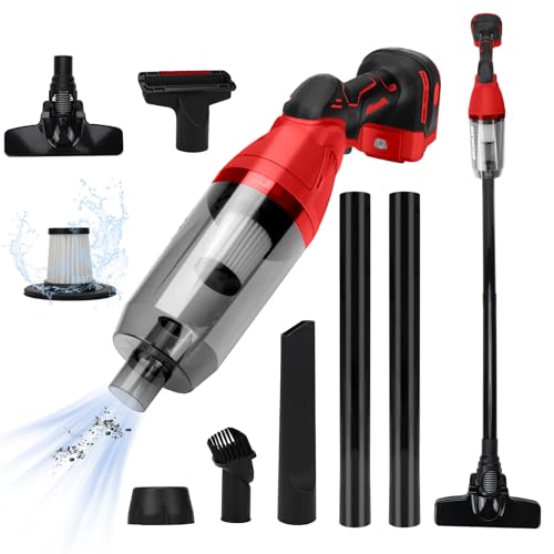 Akku Staubsauger kompatibel mit Milwaukee 18V (ohne Akkus), Sauger Tragbar Handstaubsauger 26000Pa mit Fugendüse, Polsterdüse, Bodendüse, Staubbehälter, für Zuhause und Auto