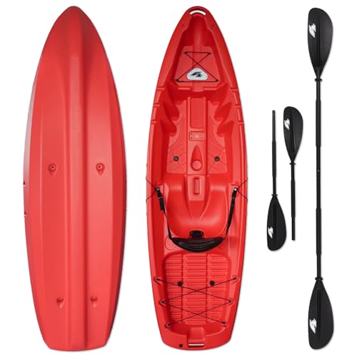 F2 Sommerangebot Marken Kajak Axxis Robustes Hartschalen Boot Angelkajak 1 Sitzer Rot inkl. 4 teiligem Paddel Viel Stauraum Modell 2026