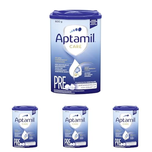 Aptamil Care PRE – Anfangsmilch von Geburt an, Mit DHA, Nur Laktose, Ohne Palmöl, Babynahrung, Milchpulver, 1x 800 g (Packung mit 4)
