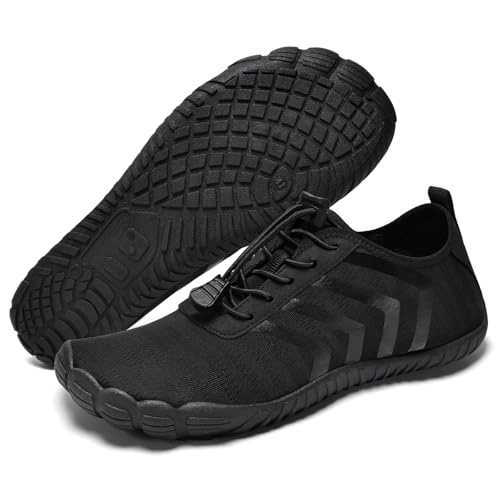 Torotto Barfußschuhe Fitnessschuhe Barfussschuhe Herren Damen Atmungsaktiv Schnell Trocknen Knit Zero-Drop Outdoor Unisex(Schwarz 39)