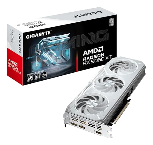 Gigabyte Gaming Grafikkarte Radeon RX 9060 XT OC Ice 16G - 16GB GDDR6, 256bit, PCI-E 5.0, 3320 MHz Core Clock, 2 x DisplayPort, 1 x HDMI, GV-R906XGAMINGOCICE-16GD
