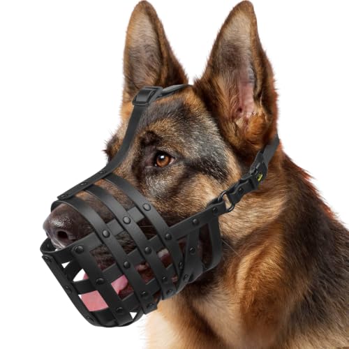 Mayerzon Hundemaulkorb für mittelgroße bis große Hunde, weich, leicht, verstellbar, beißt und kaut Nicht, geeignet für das Training (Schwarz, L [Snout Cir:28-31cm])