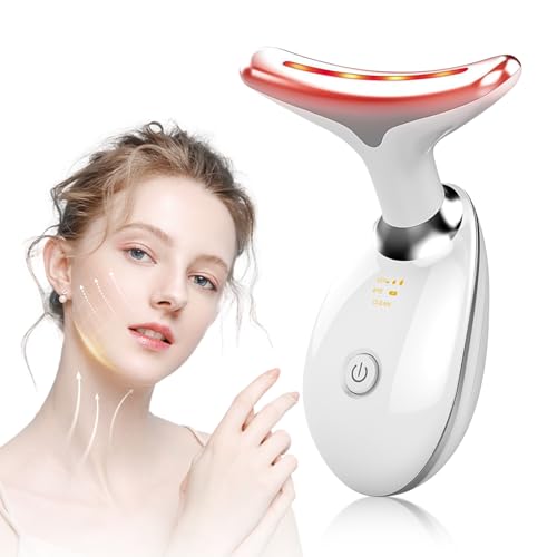 NVKHG Gesichtsmassagegerät Gegen Falten, 7 Farben LED Licht EMS Gua Sha Elektrisch, 3 Modus Face Massager, Konstante Erwärmung auf 45°C V Shape Face Gerät, Elektrisches Gesichtsmassage Facial Lift