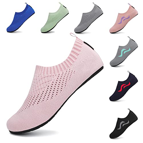 SAGUARO Badeschuhe Damen Wasserschuhe Herren Atmungsaktiv Strandschuhe für Yoga Aquaschuhe Frauen Surfschuhe Männer Sommer Strand Garten Wassersport Surfen Beach Pink 38/39 EU
