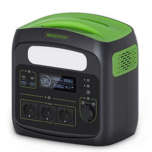 NECESPOW Tragbare Powerstation N7576 700W(Spitze 1400W) 483.84Wh AC Steckdosen x 3, Powerstation LiFePO4 Akku Reine Sinuswelle, USB-C PD100W Ausgang, Solargenerator für Camping Hause CPAP