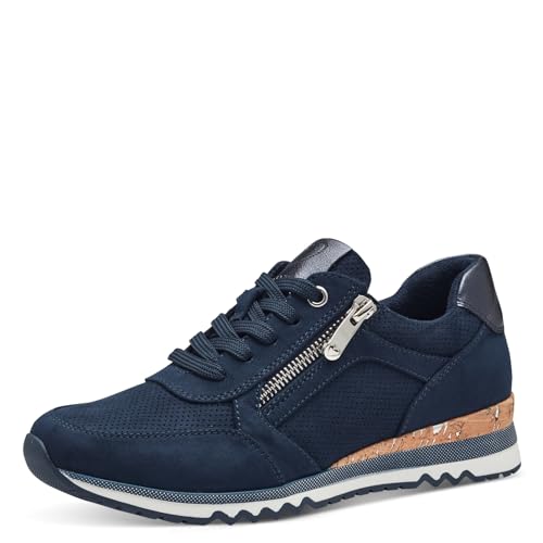MARCO TOZZI Damen Sneaker flach Vegan Freizeit, Blau (Navy Comb), 40 EU